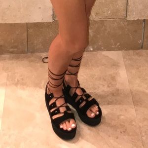 Pretty little thing lace up platform sandals